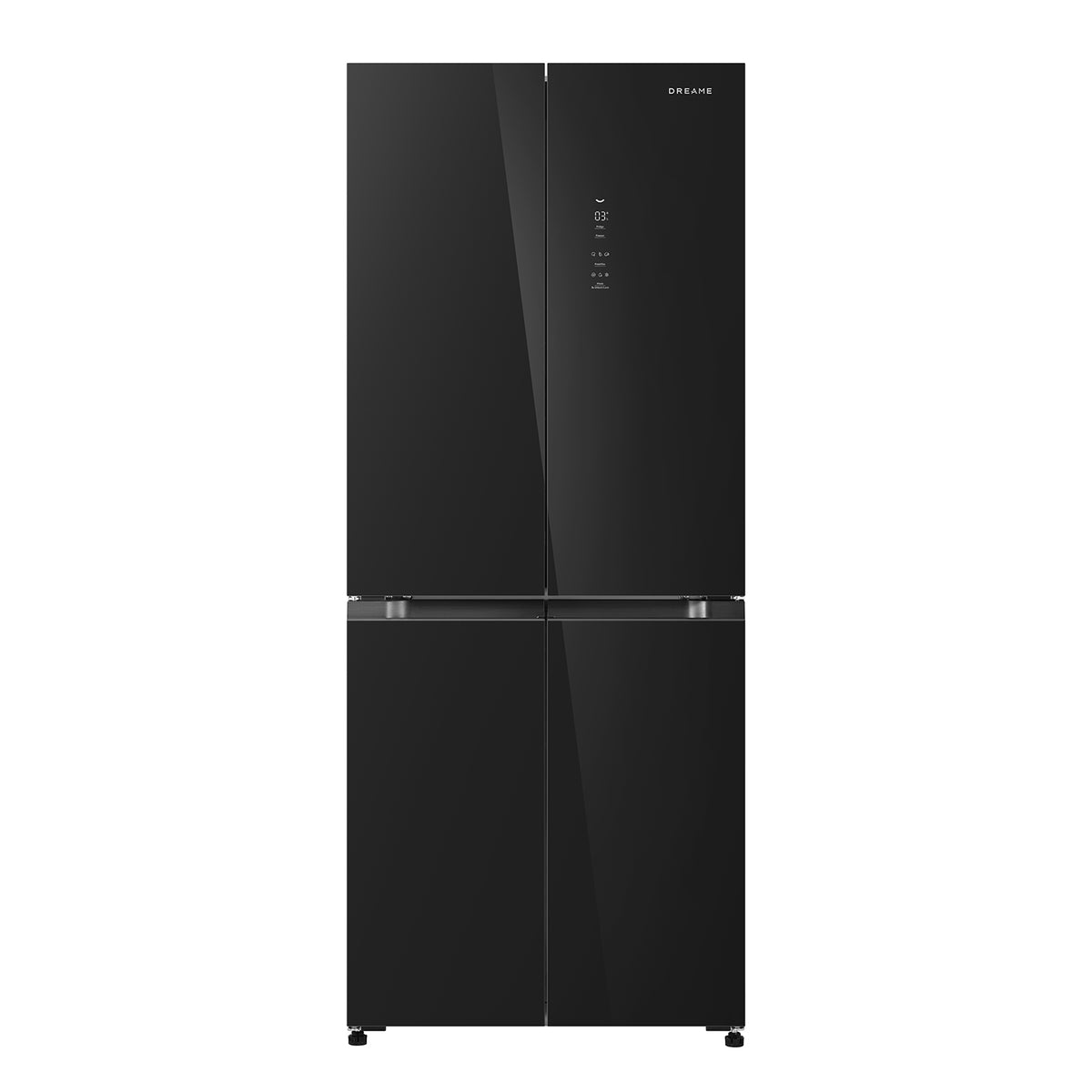 Dreame side-by-side refrigerator, black double doors with vertical control panel