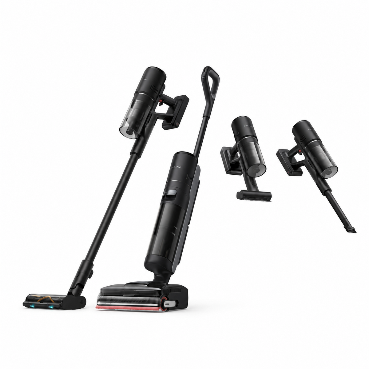 Dreame wet/dry vacuum cleaner with detachable tools and floor head.