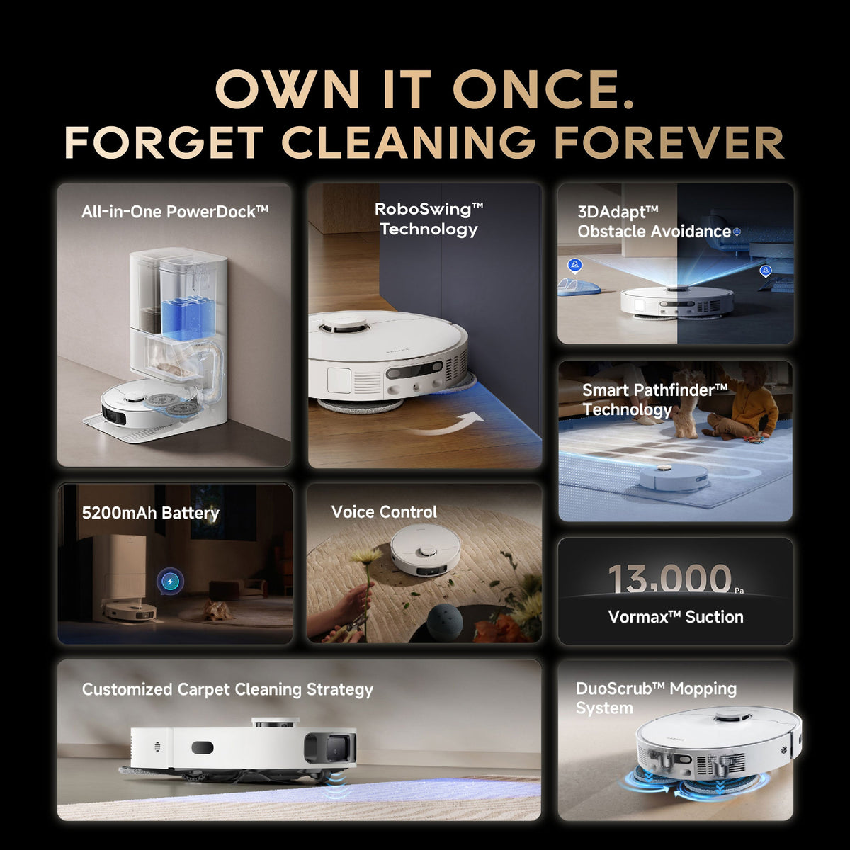 Dreame D20 Ultra features panel with robot vacuum and docking station
