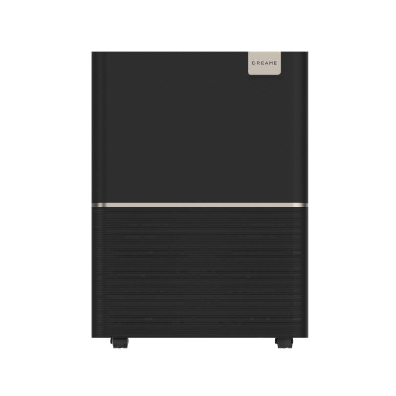 Black Dreame dehumidifier with front grille and small top logo label