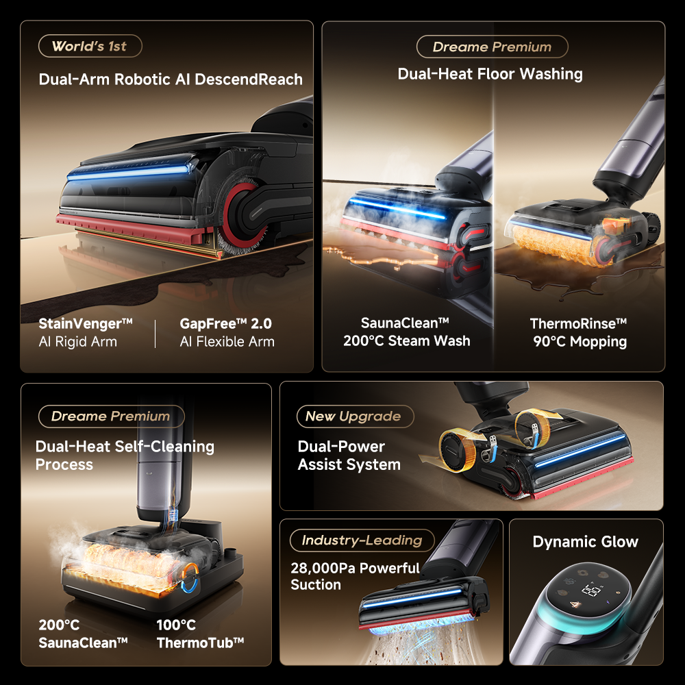 Steam vacuum cleaner nozzle with blue light and red edge, shown with internal cutaway