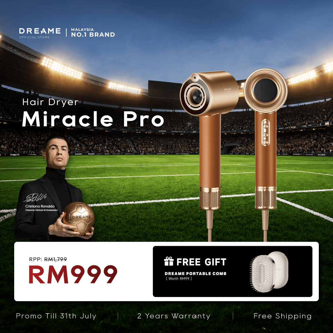 Dreame Miracle Pro high-speed hair dryer, bronze/gold nozzle ends