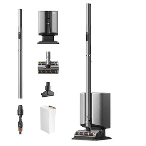Dreame Air Station cordless vacuum with wall docking base and removable floor brush