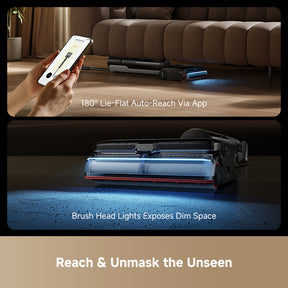 Dreame H16 wet dry vacuum brush head on floor, designed for app control