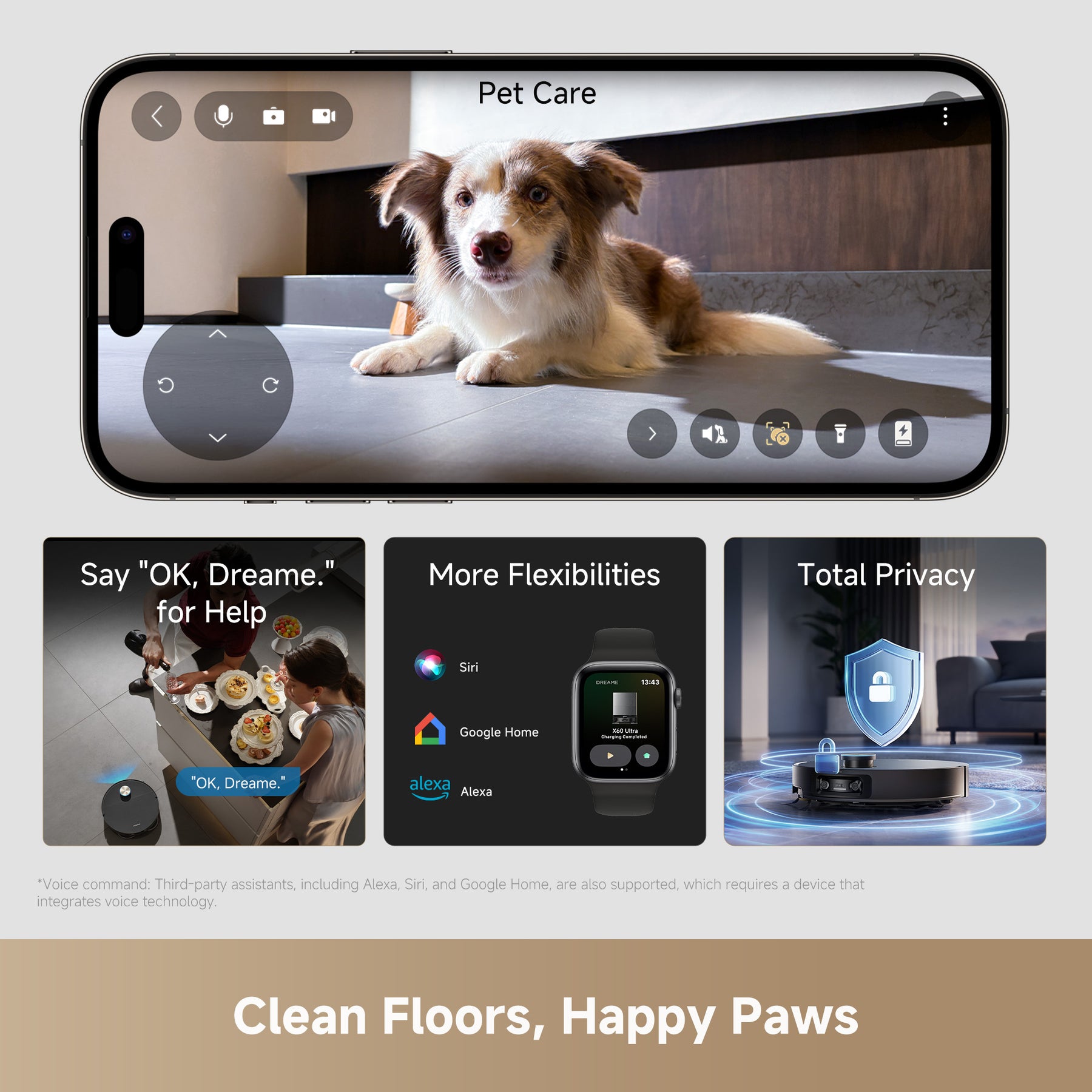 Robot vacuum app screen showing Pet Care controls
