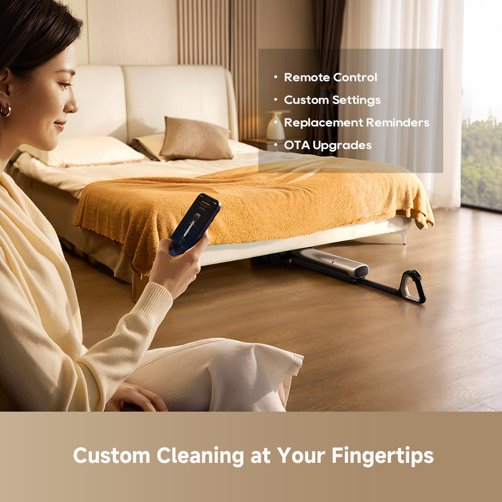 Dreame H16 Pro wet dry vacuum cleaning a bed with handheld nozzle