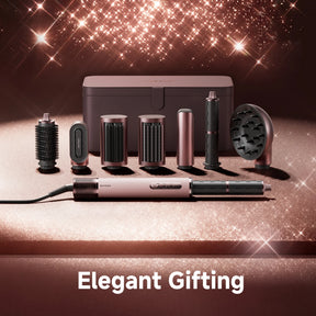 Hair styling tool set with main styler, brushes, and diffuser attachment