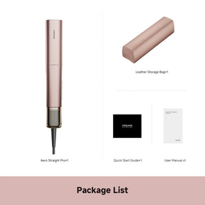 Dreame Aero Straight Pro Haarglätter roségold, Zubehör: Aufbewahrungstasche, Guide, Manual