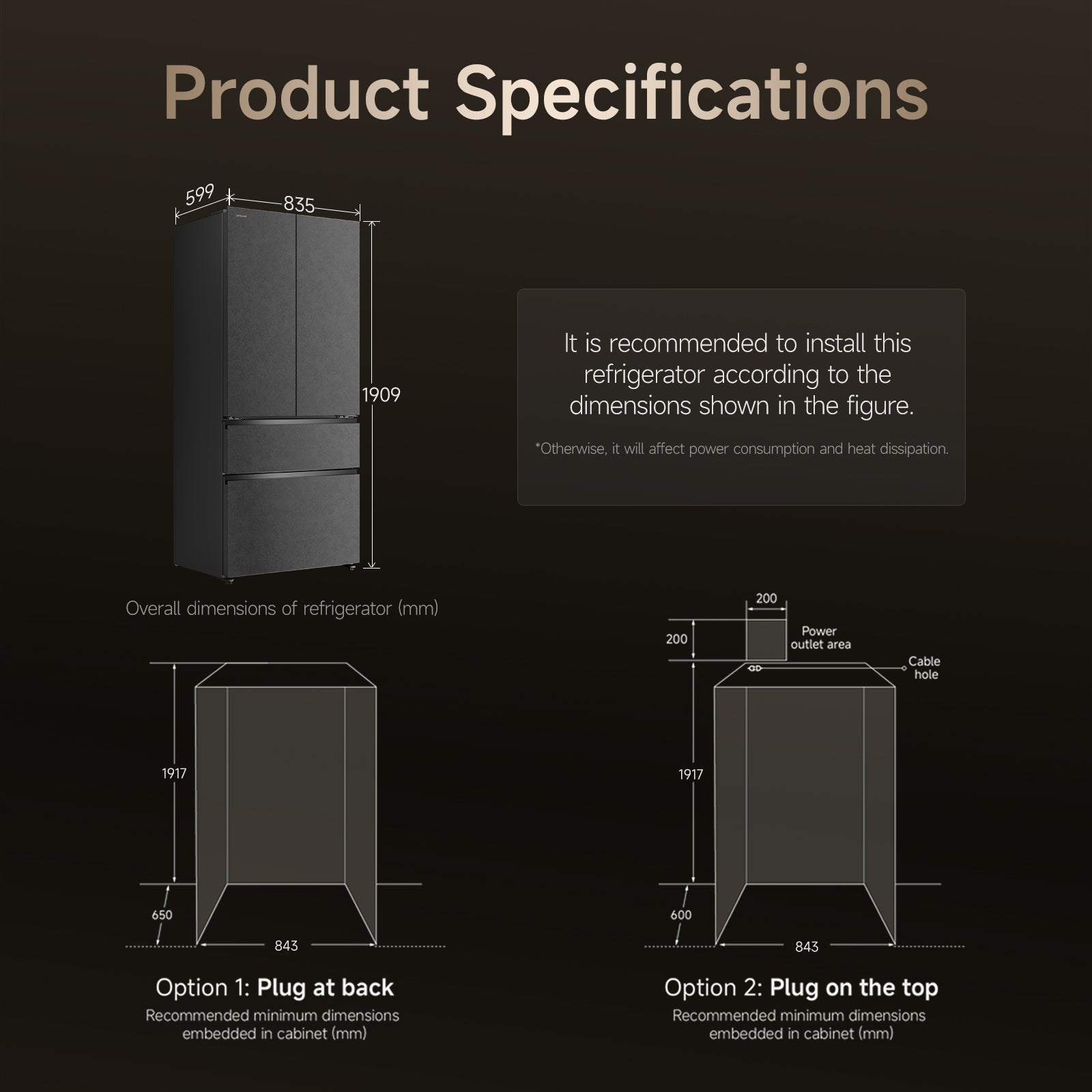 (DEPOSIT ONLY) Dreame Z Fresh Side By Side Refrigerator