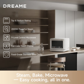 Combi microwave steam oven TM701 on countertop with control display visible
