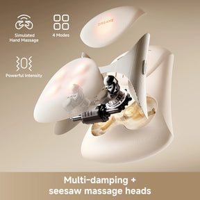Back and waist massager cushion with glowing touch panel and gray side fins