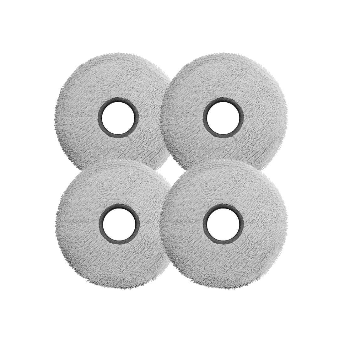 Robot vacuum mop pads set of four, gray textured pads with black center rings