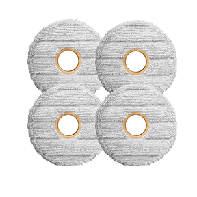 Robot vacuum mop pads set of four, gray textured pads with tan center rings
