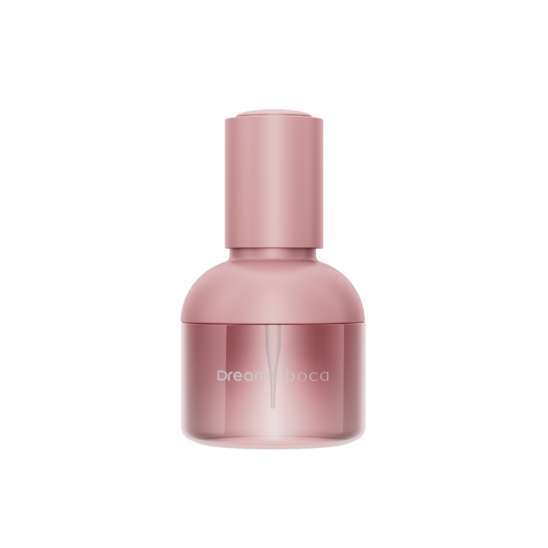 Dreame Boca hair care essence bottle, pink with pink pump cap