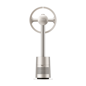 Bladeless fan with circular ring and vented base grille