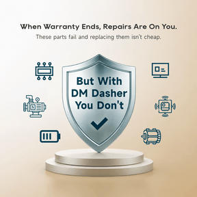 Extended warranty shield with checkmark graphic for Dreame vacuum