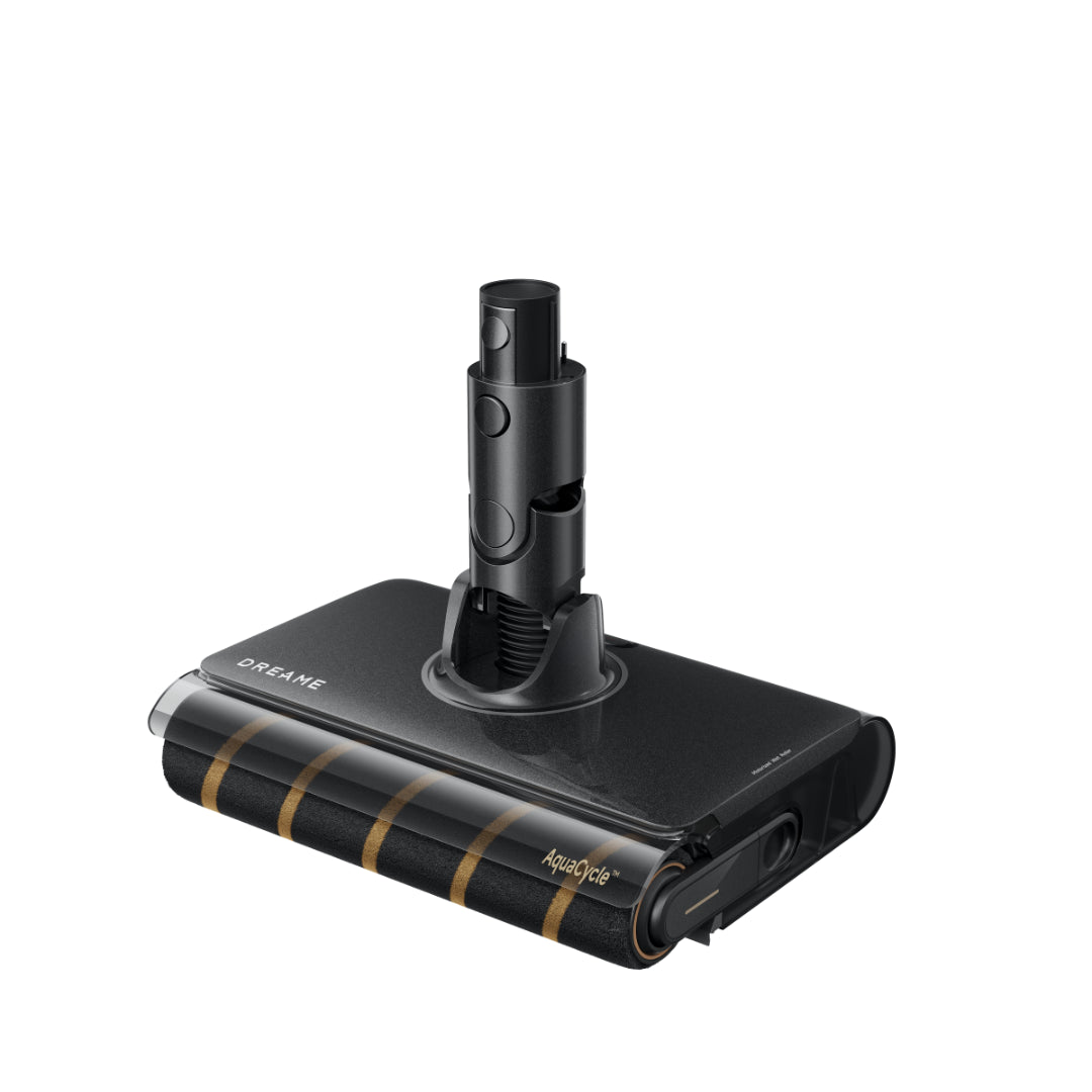 DREAME wet roller brush head with black base and yellow stripe roller