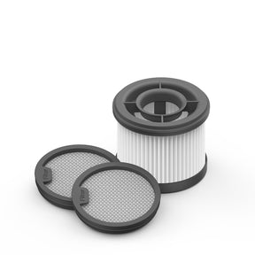 Round pleated vacuum filters set, white filter media with dark grey rims