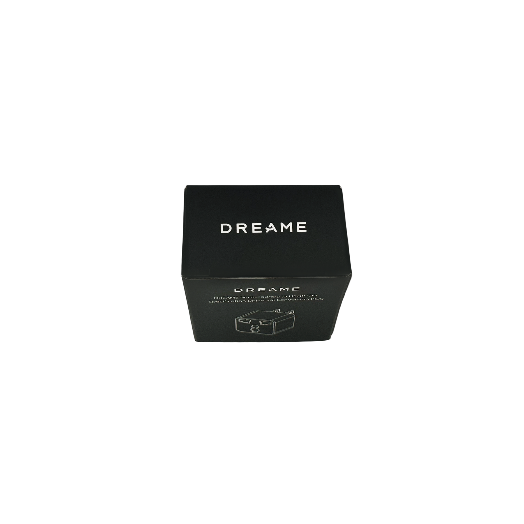 Black travel adapter box front with Dreame logo and universal conversion plug diagram