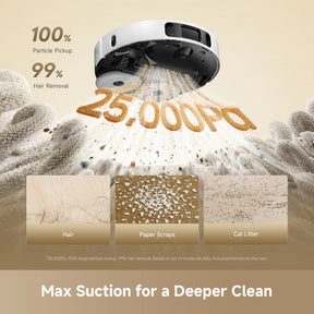 Robot vacuum suction head on a light carpet with debris collection