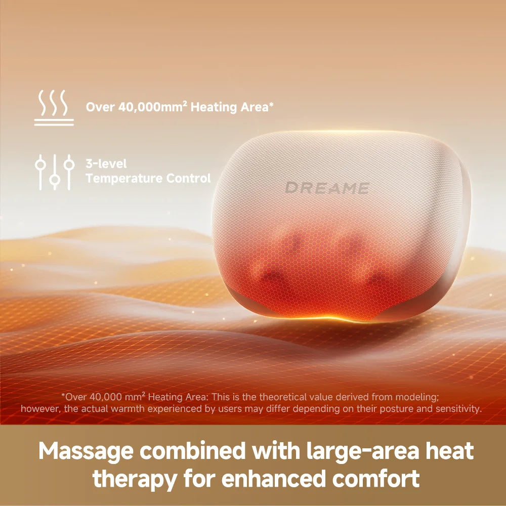Dreame waist massager pillow showing heating area glow in the center