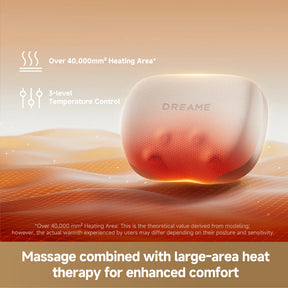 Dreame waist massager pillow showing heating area glow in the center