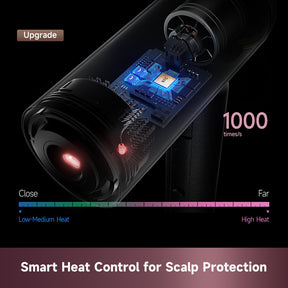 Hair dryer internal heat control graphic with illustrated heating chamber