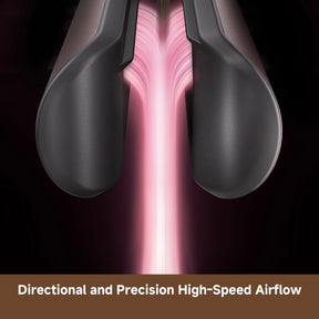 Close-up of hair styler airflow vents with two nozzle halves