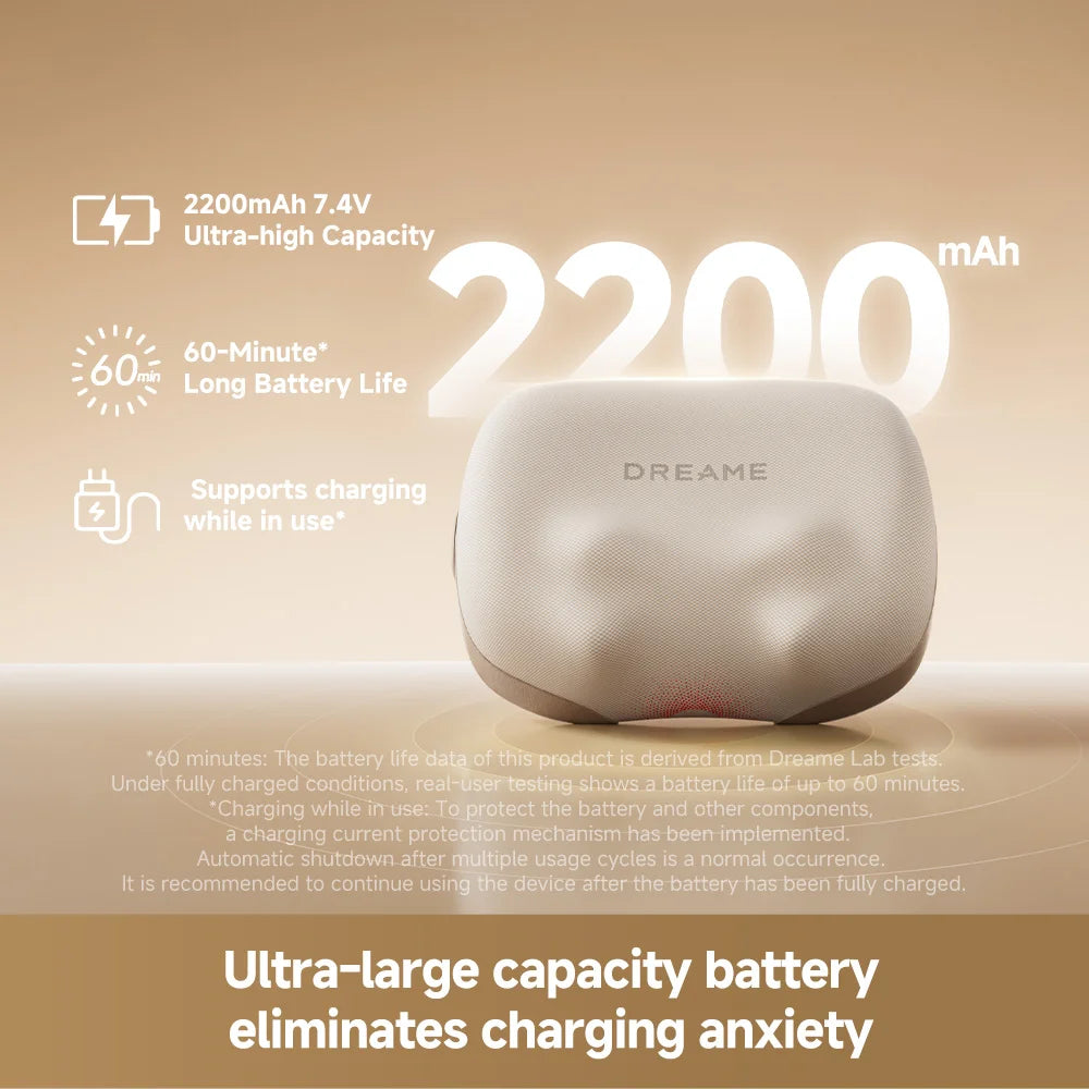 Dreame waist massager pillow with illuminated battery capacity indicator