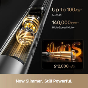Dreame cordless stick vacuum with motor section and clear air intake view