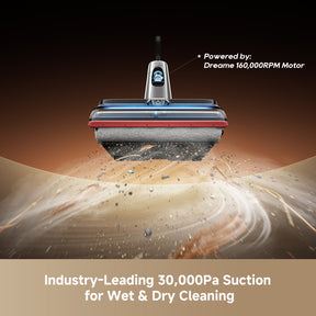 Wet/dry vacuum floor nozzle with red trim and roller brush, high-power suction