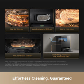 Dreame X60 Ultra cleaning dock with mop self-cleaning, drying, and auto-empty visuals