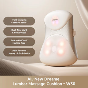All-new lumbar massage cushion with lighted massage nodes and gray side accents