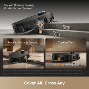 Robot vacuum crossing low thresholds with pro obstacle crossing design