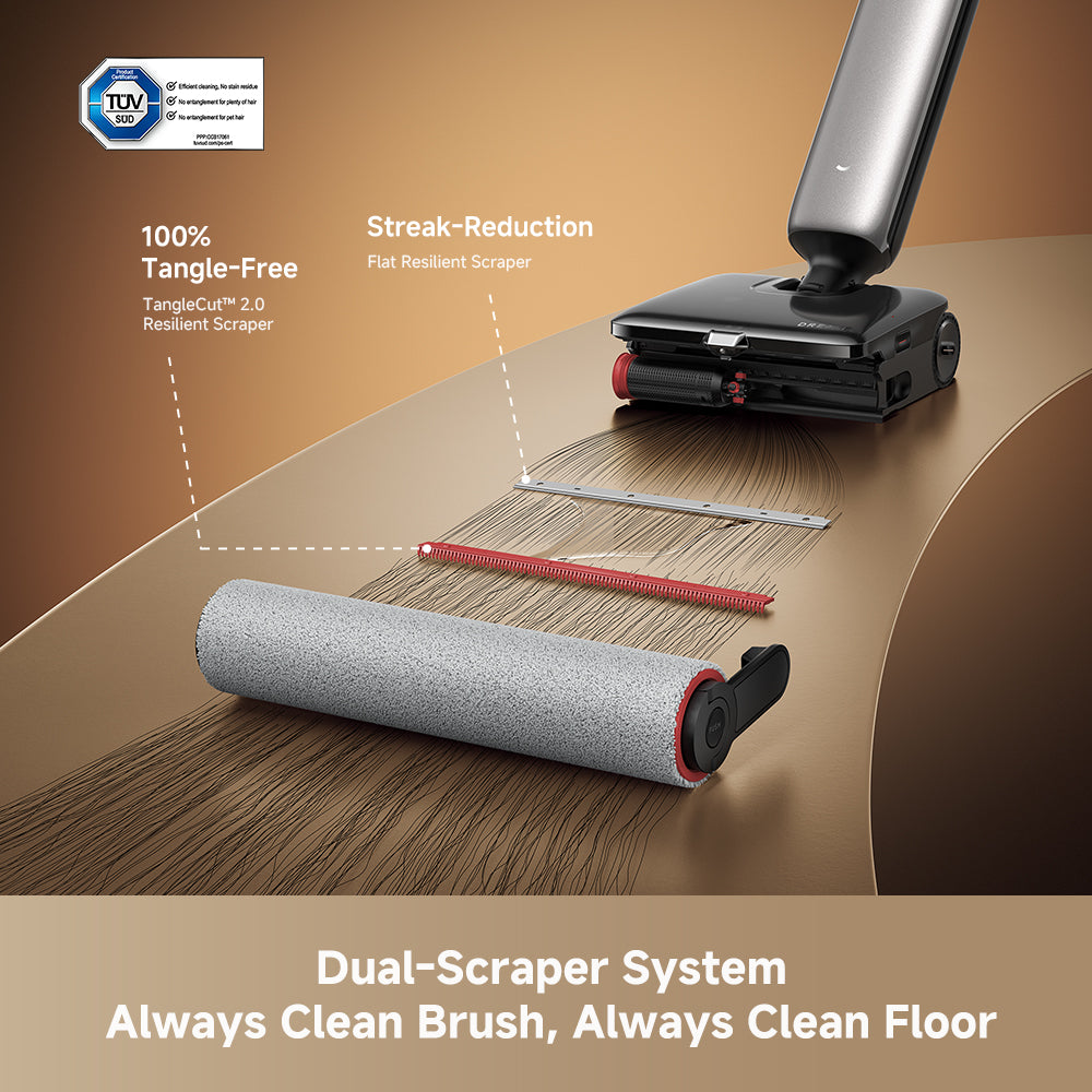Dreame H16 Pro wet dry vacuum: roller brush with squeegee attachment