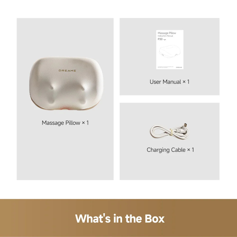 What’s in the box for Dreame P30 massage pillow: pillow and charging cable