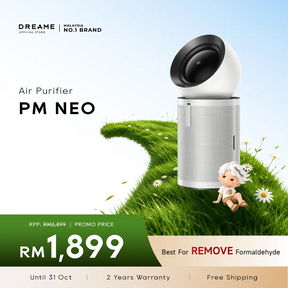 Dreame PM NEO air purifier with rounded top and white cylindrical body
