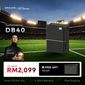 Dreame DB40 dehumidifier, dark gray cabinet with front air outlet and control panel