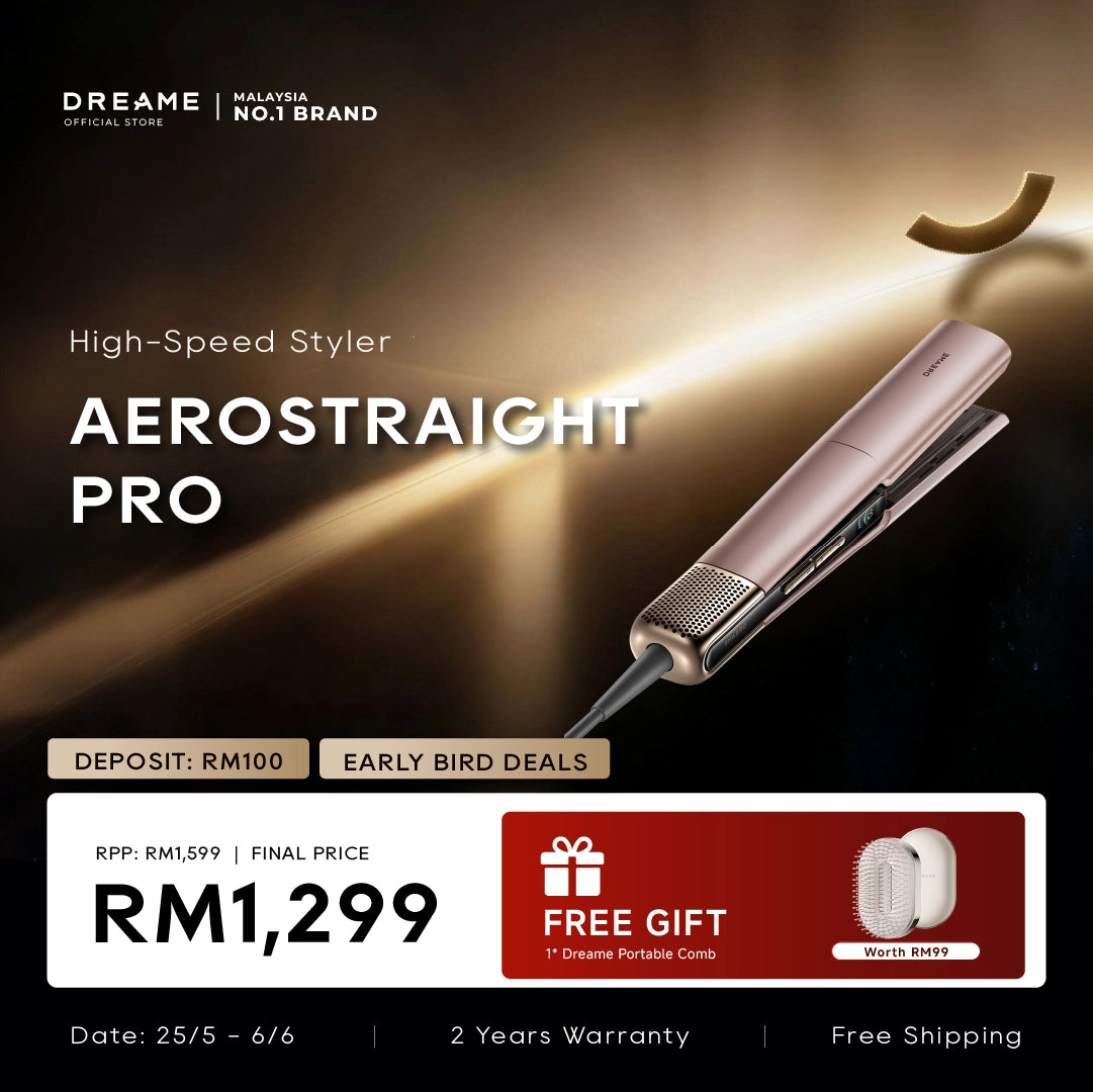 Rose gold Aero air straightener with vented heating plates and attached cord