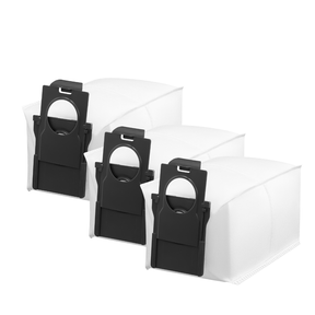Robot vacuum dust bags with black holders, set of four white bags