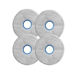 Robot vacuum mop pads set of four, gray textured pads with blue center rings
