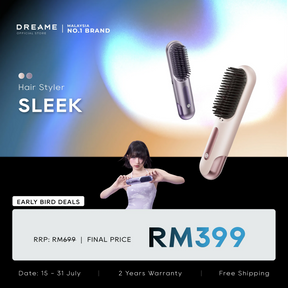 Dreame Sleek hair styler with brush attachments, purple and cream devices
