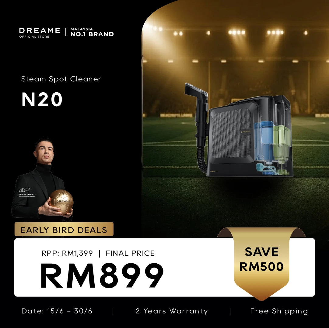Dreame N20 steam spot cleaner with detachable water tank and nozzle, dark gray