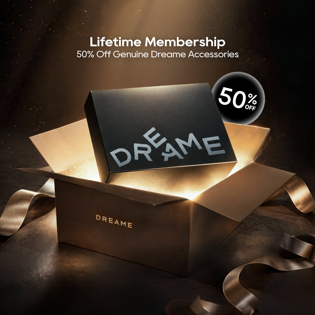 Dreame branded gift box with ribbon and 50% off round badge
