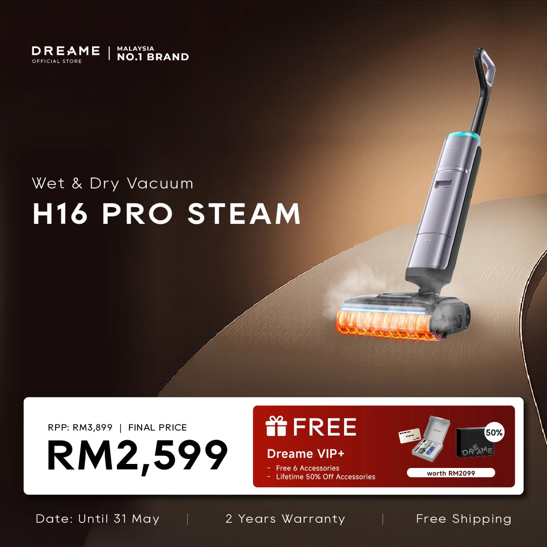 Dreame H16 Pro steam vacuum cleaner standing on upholstery during use