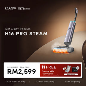 Dreame H16 Pro steam vacuum cleaner standing on upholstery during use