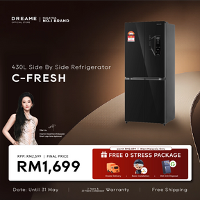 430L side-by-side refrigerator, black double-door with water dispenser and control panel
