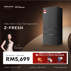 Dark multi-door refrigerator with stacked compartments and front doors