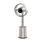 Dreame bladeless Standventilator, silbernes Gehäuse mit rundem Luftauslass und Display