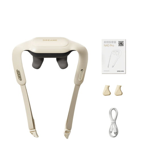 Dreame N40 Pro neck and shoulder massager, white device with strap supports and head rollers
